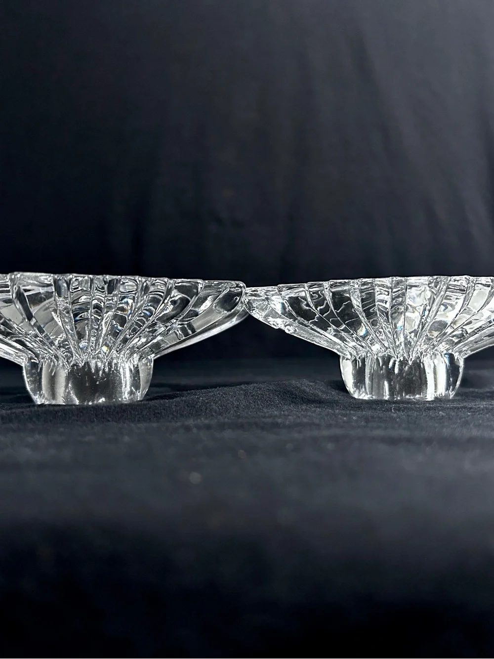Set of Vtg Mikasa Crystal Motion Starburst Art Glass Candle Holders Austria